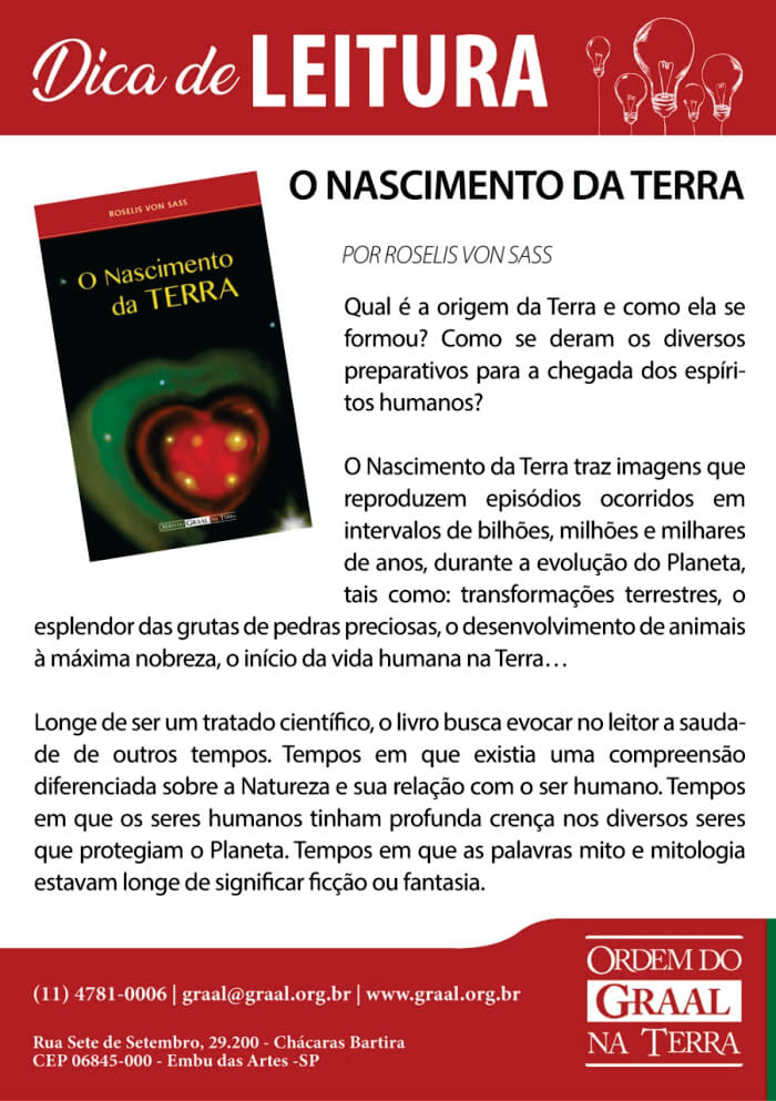 Card com recomendação do livro "O nascimento da Terra"